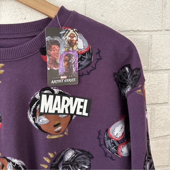 MARVEL Purple Cut Off Sweatshirt - Picture 3 of 7